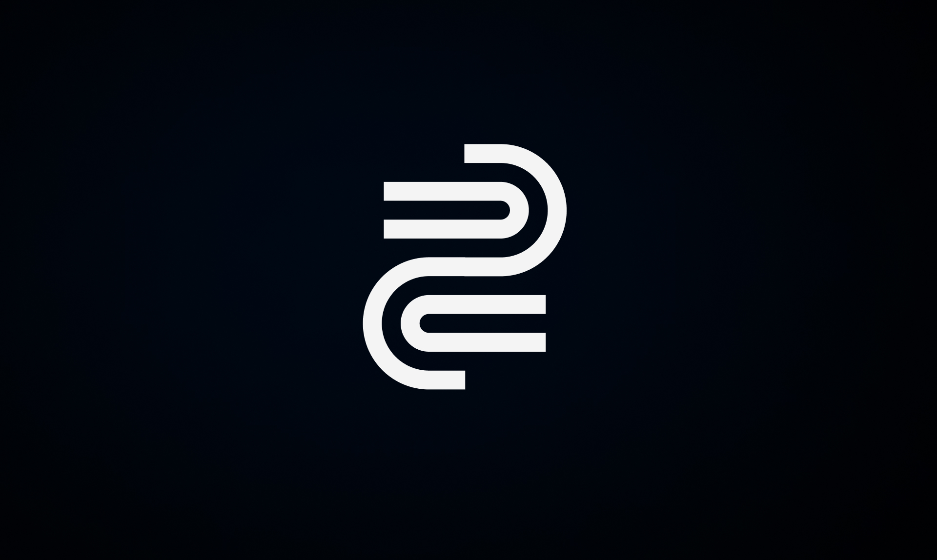 White logo of ropesinging representing the letter S on a black background